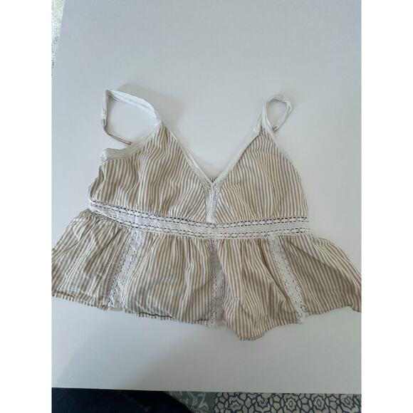 American Eagle Women’s Xl Linen striped Summer Top - Picture 1 of 8